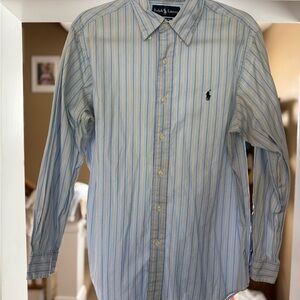 Ralph Lauren Men's Blue Striped Shirt Classic Fit 15.5 32/33